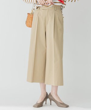  【洗える】カルゼストレッチ クロップド パンツ