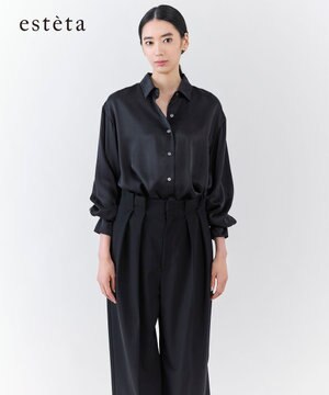  【エステータ】シルクサテン シャツ