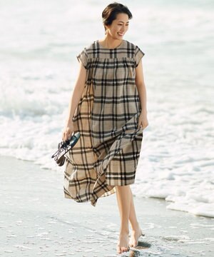  【カタログ掲載・洗える】シアーブライトチェック ワンピース
