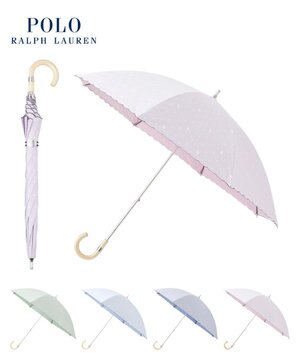  【軽量】POLO RALPH LAUREN 晴雨兼用日傘 長傘 ストライプドット／遮光 遮熱 UV