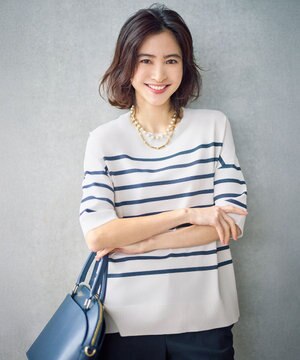  【カタログ掲載・素材アップデート・新色追加・新柄追加・前後差あり】クレープストレッチプルオーバー ニットⅡ