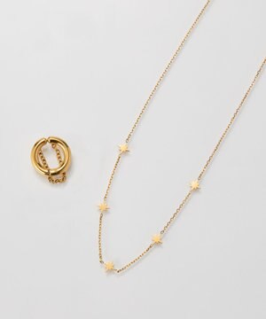 <オンワード限定セット>【金属アレルギー対応】シューティングスターステーションネックレス×ワンタッチドレープイヤーカフ/サージカルステンレス