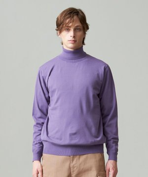  【ストレッチ性 / イージーケア】【FLEX YARN】タートルネックニット