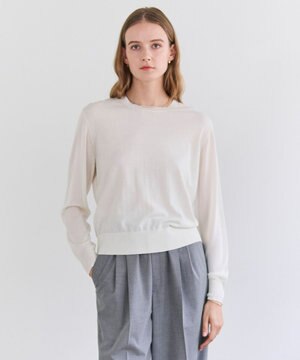  JULIE / コットンシルク 異素材プルオーバーニット