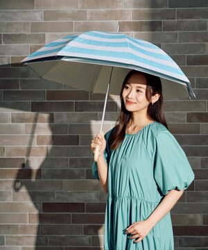  断熱パラソル 二階建て 晴雨兼用 テクスチャーボーダー 日傘 遮熱 遮光 UV