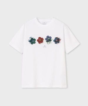  フローラルプリント 半袖Tシャツ