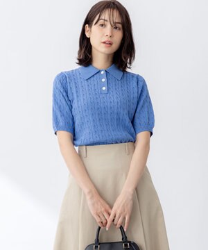  ポロ襟 ニットプルオーバー