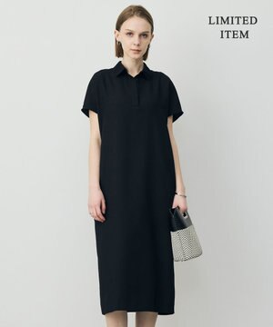 【WEB限定】FluidBackSatin ニット衿シャツワンピース