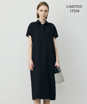 【WEB限定】FluidBackSatin ニット衿シャツワンピース