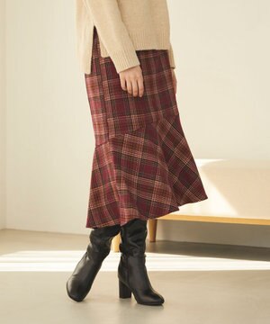 【洗える】ロービングチェックマーメイド スカート