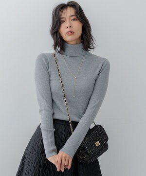  【Oggi1月号/CLASSY.11月号掲載】ウーステッドウール リブタートルネック ニット