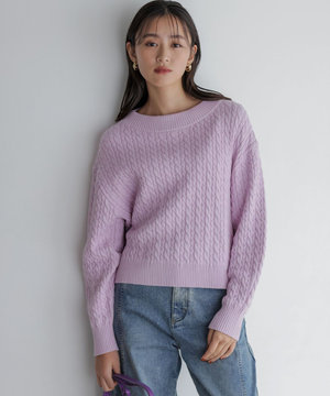 【加藤ローサさん着用】コットンカシミヤMIX ケーブル ニット