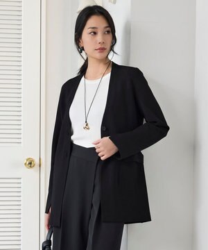  【洗える】シンセティックミラノリブ ニットジャケット