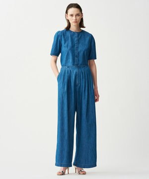  ライトデニム ワイドパンツ