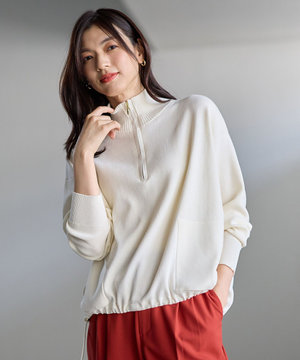 スウェットライクハーフジップニット