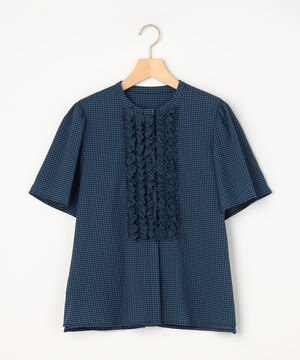  【先行予約】【WEB限定】サッカーギンガムチェック フロントフリルブラウス