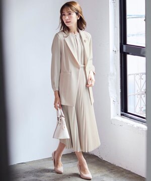  【洗える】ノーブルプリーツ ワンピース