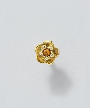  【金属アレルギー対応】プチフラワービジュースタッドピアス　オレンジ/ニッケルフリー（片耳）