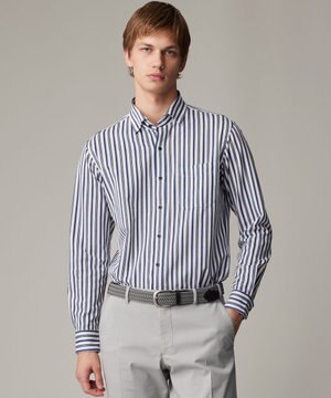  【ストレッチ・イージーケア】ジャージーストライプシャツ