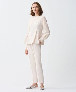 【防シワ・洗濯機洗い可】ウォッシャブルダブルクロス テーパード パンツ