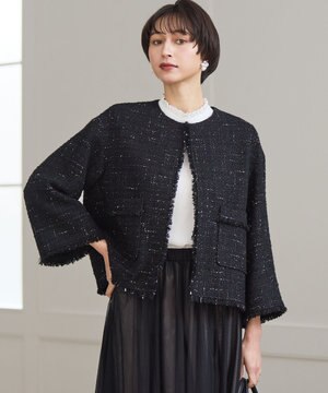  GIOLICAツイード ノーカラー ジャケット