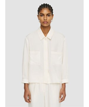  ソフトコットンシルク　シャツブルゾン