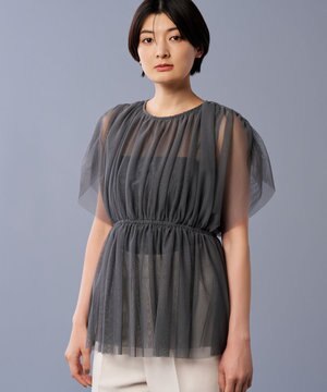 【洗濯機洗い可】カクテル チュール ブラウス（uncrave STANDARD）