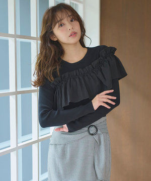 【洗える】3way フリルニットトップス