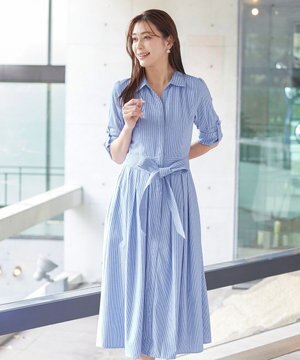 【洗える】シャツワンピース