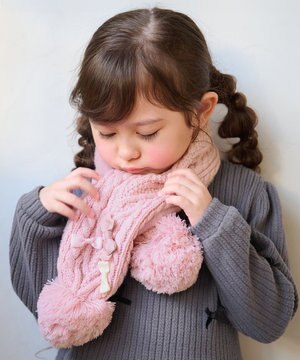  ぽんぽんつきニットマフラー