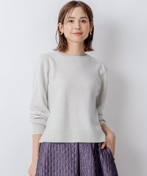  【8色展開・前後着用可】ウールカシミヤミックス パフスリーブ ニット