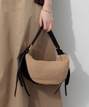  VIOLAd'ORO ラフィアシート レザーコンビ ワンハンドルバッグ