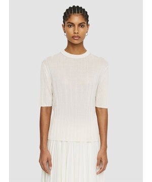  【洗える】クリスピーレーヨン　ニットTシャツ