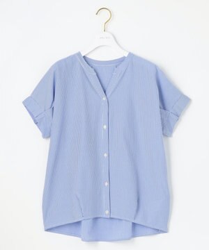  シルケットストライプ スキッパー カットソー