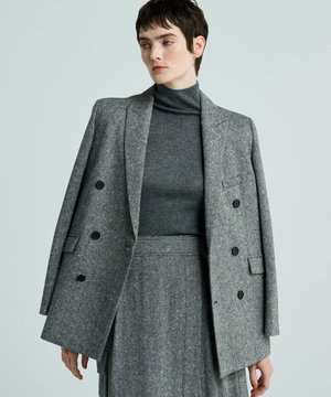 ネップツイード ダブルジャケット(uncrave WHITE)