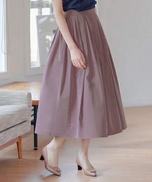  【軽撥水・汚れ防止】ランダムタックロングスカート