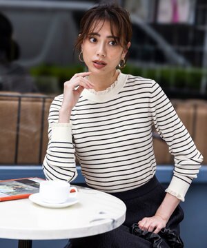  CICA加工 フリルネック プルオーバー