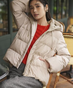  【見上愛さん着用/洗える/撥水加工】シレータフタ コンパクト ダウンコート