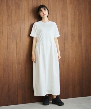  【洗える】コクーンシルエットロングワンピース
