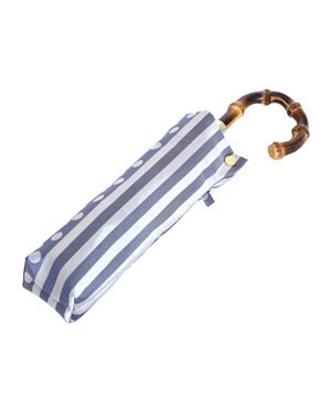 Kirie ドットとストライプ アッシュブルー 折りたたみ傘