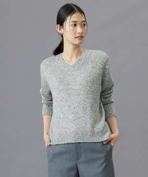 【洗える】WARMY LUREX Vネック ニット