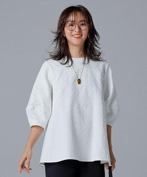  【洗える/シワになりにくい】フクレジャガードブラウス