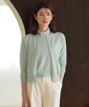  【洗える】BASIC HT COTTON クルーネック カーディガン