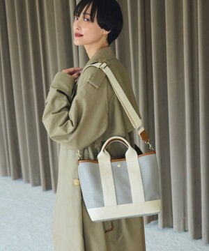 【Breath TOPKAPI】スコッチグレイン ネオレザー トート バッグ ショルダー付き M