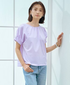  【WEB限定カラーあり・洗える】ストライプジャージー フレンチスリーブ カットソー