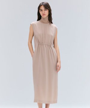  【洗える】FLEUR / ニットコンビハイネックノースリーブドレス