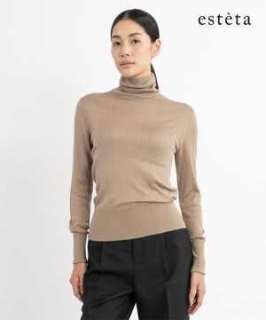  【エステータ】シルクリブ タートルニット