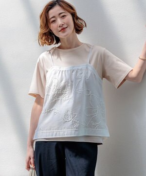  【先行予約】シアーエンブロイダリー キャミソール コンビ Tシャツ