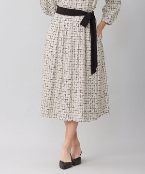  【セットアップ対応・ウエストゴム】スクラッチチェックプリント スカート