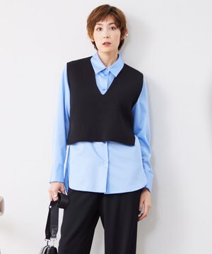  【洗える】リサイクルポリエステルハイゲージ  ニットベスト